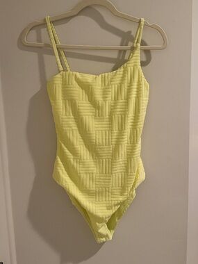 Beach Riot Lemon Yellow Textured One-Piece Swimsuit